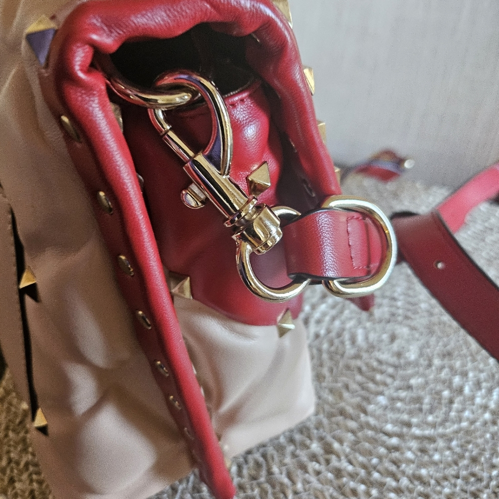 Top Handle Studded Stud Structured Handbag Bag Pi… - image 5